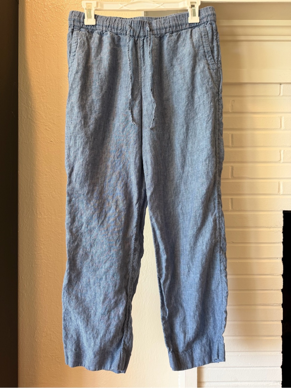 Linen Charter Club Luxury Blue 100% Linen Pull-On Pants PM Petite Medium
